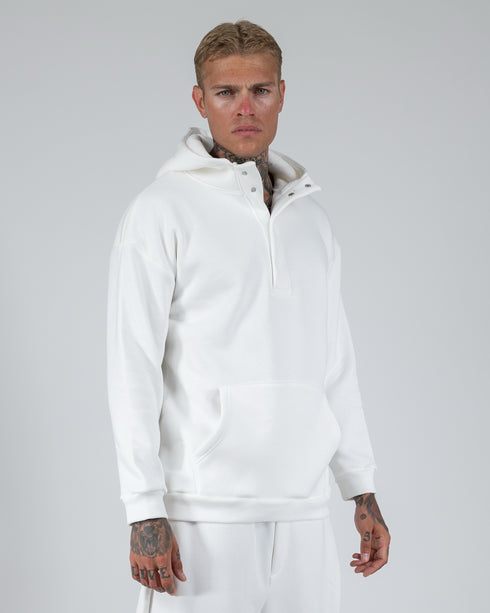 Hoodie With Snaps In White